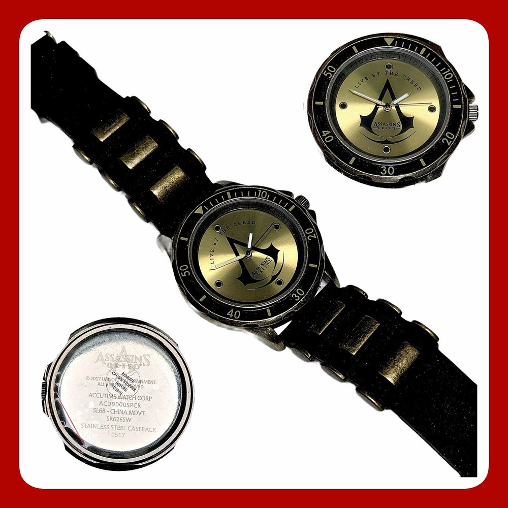 Assassins Creed Video Game Accutime Watch Bronze Studded Rubber Strap Official